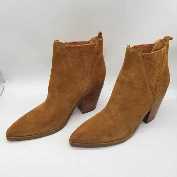 Marc Fisher Womens Brown Suede  Pointed Toe Block Heel Gadri Booties - Picture 4 of 6